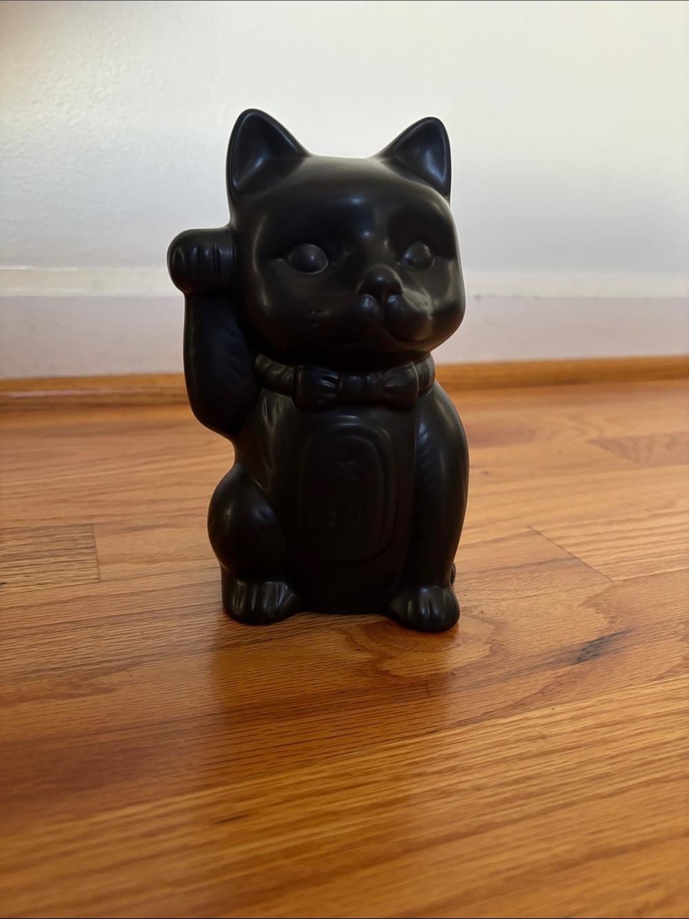 Matte Black Lucky Cat Figurine